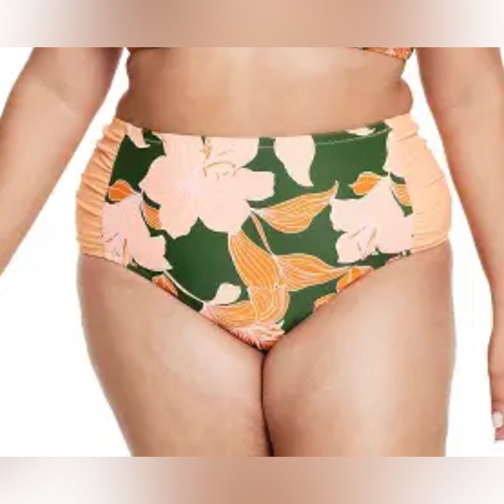Agua Bendita X Target Lilly Florla Highwaist Swim Bottoms Orange Green NWT 3X